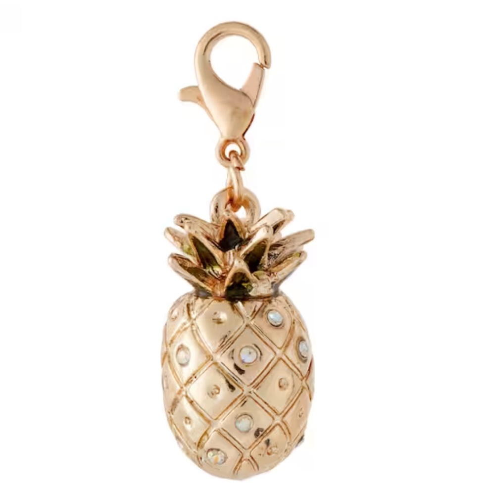 Gold Pineapple & Rhinestone Charm